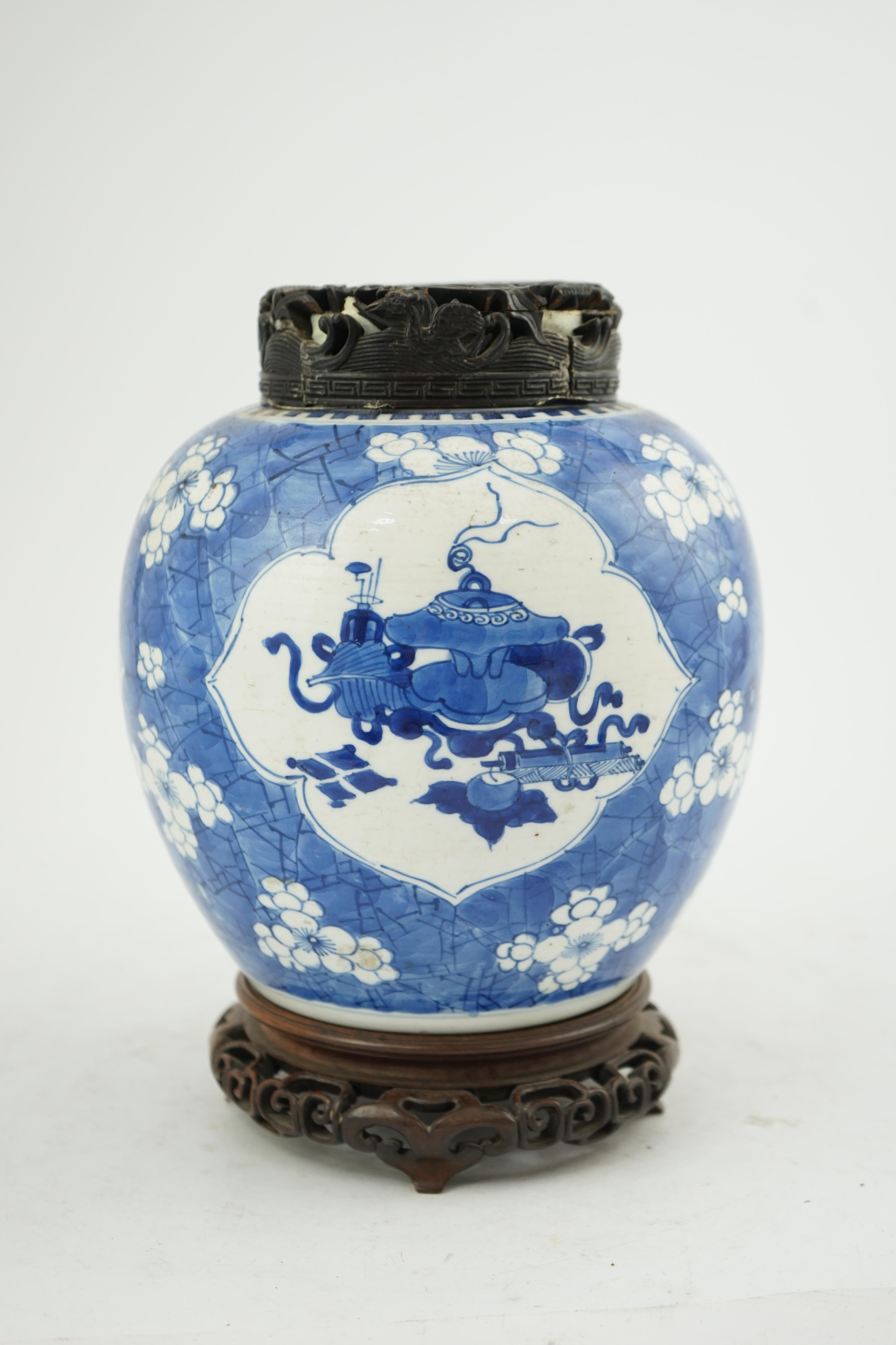 A Chinese blue and white ovoid jar, Kangxi period (1662-1722)